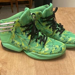 Adidas Mens Size 8 Green Hightop -USED